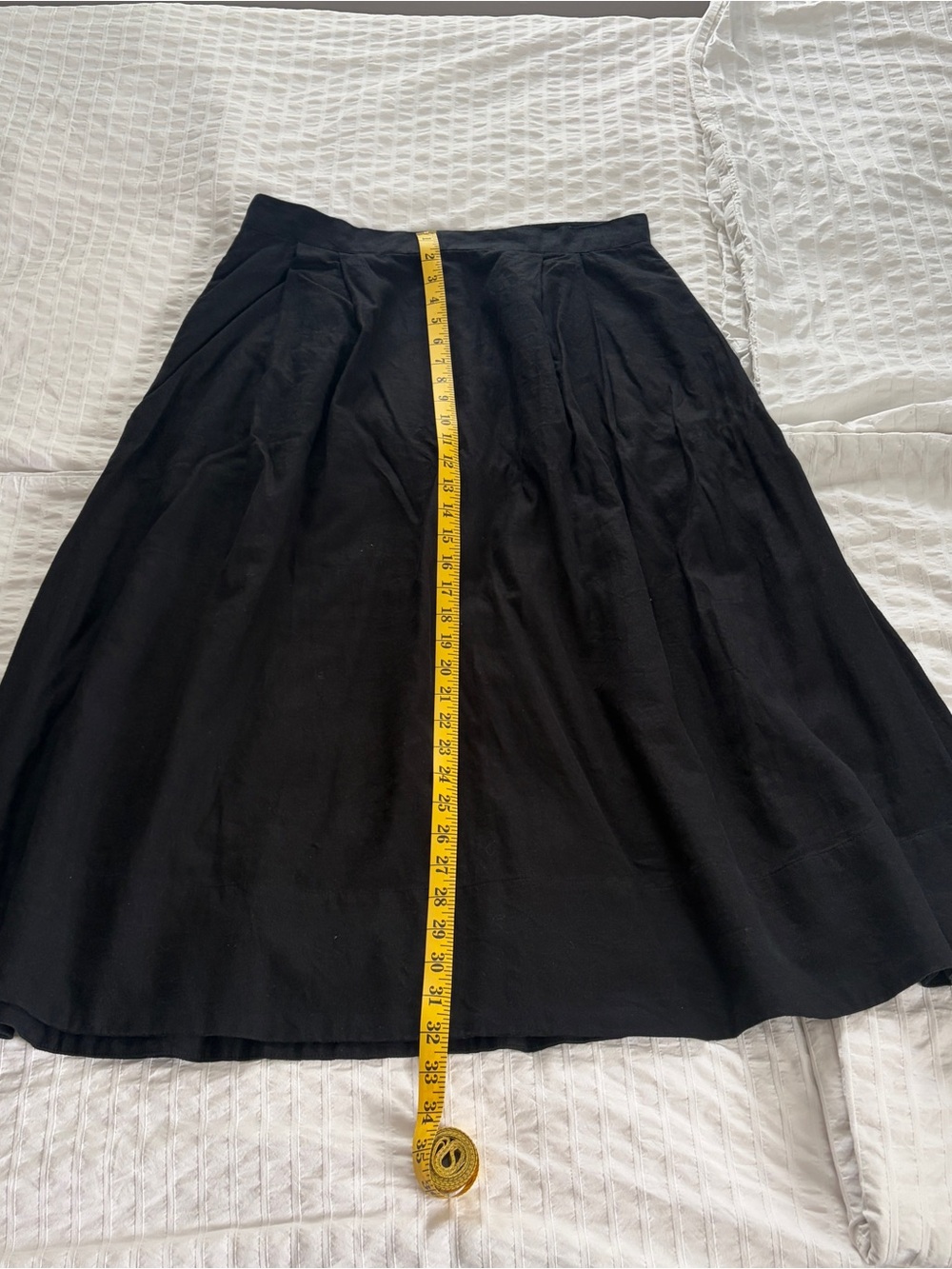 Banana Republic Linen Blend Black A-Line Midi Skirt